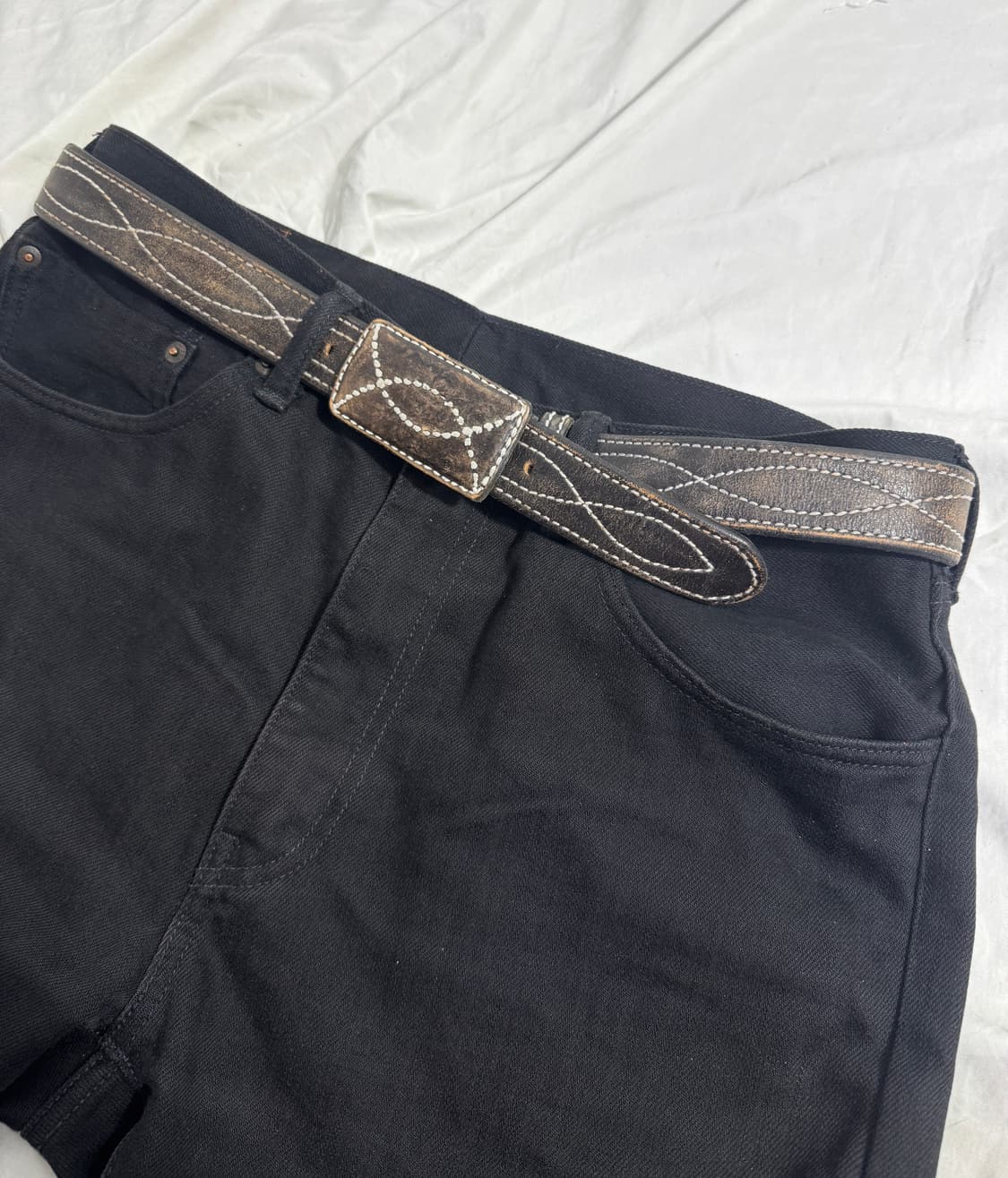 리바이스 핸드 피니시드 레더 벨트 웨스턴 상품이미지1