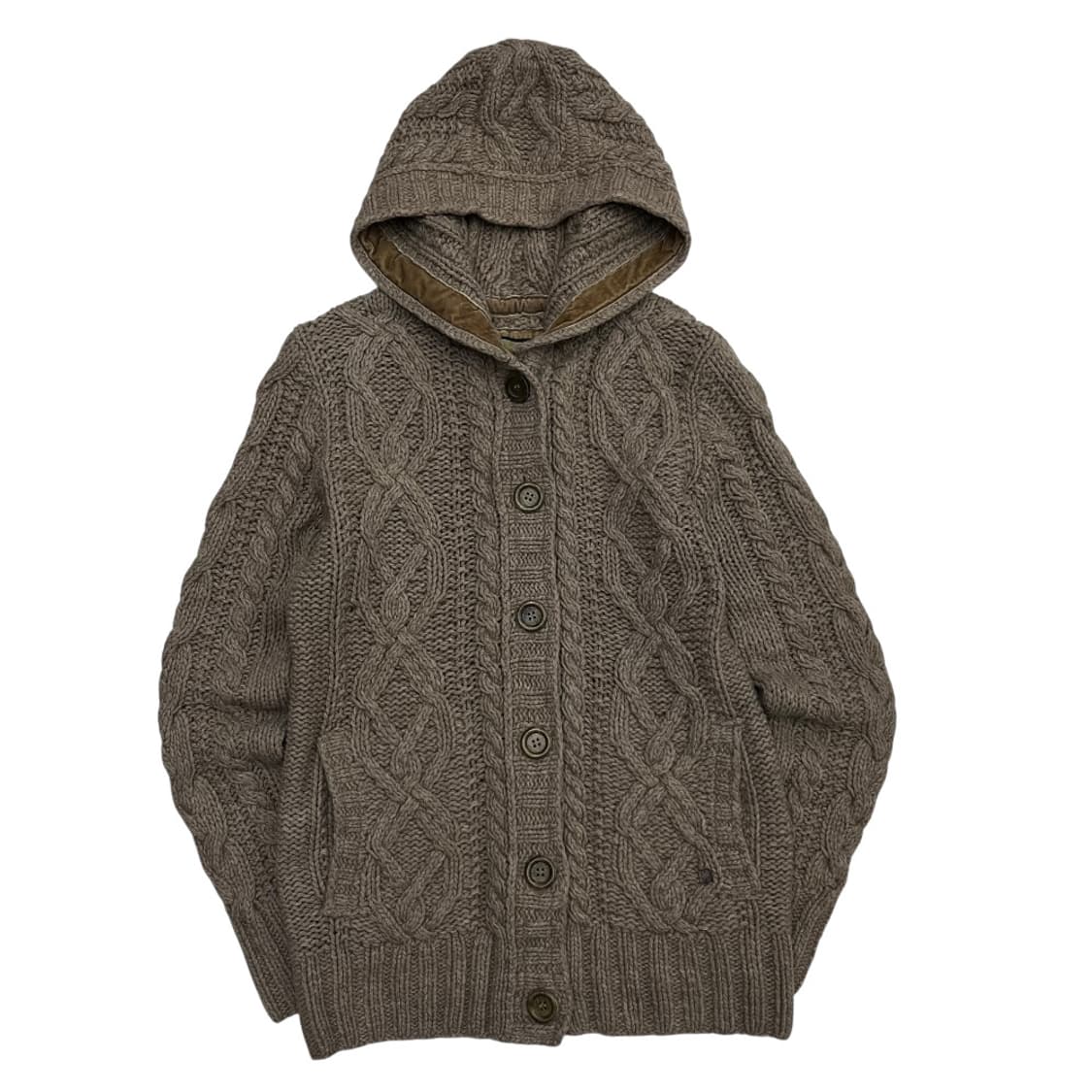 후아유 뮤트베이지 꽈배기 후드 가디건 S 상품이미지2