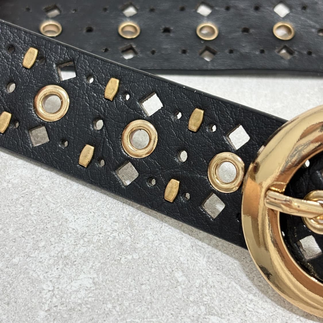 Oribell 골드 아일렛 펀칭 스터드 y2k 웨스턴 가죽 벨트 상품이미지7