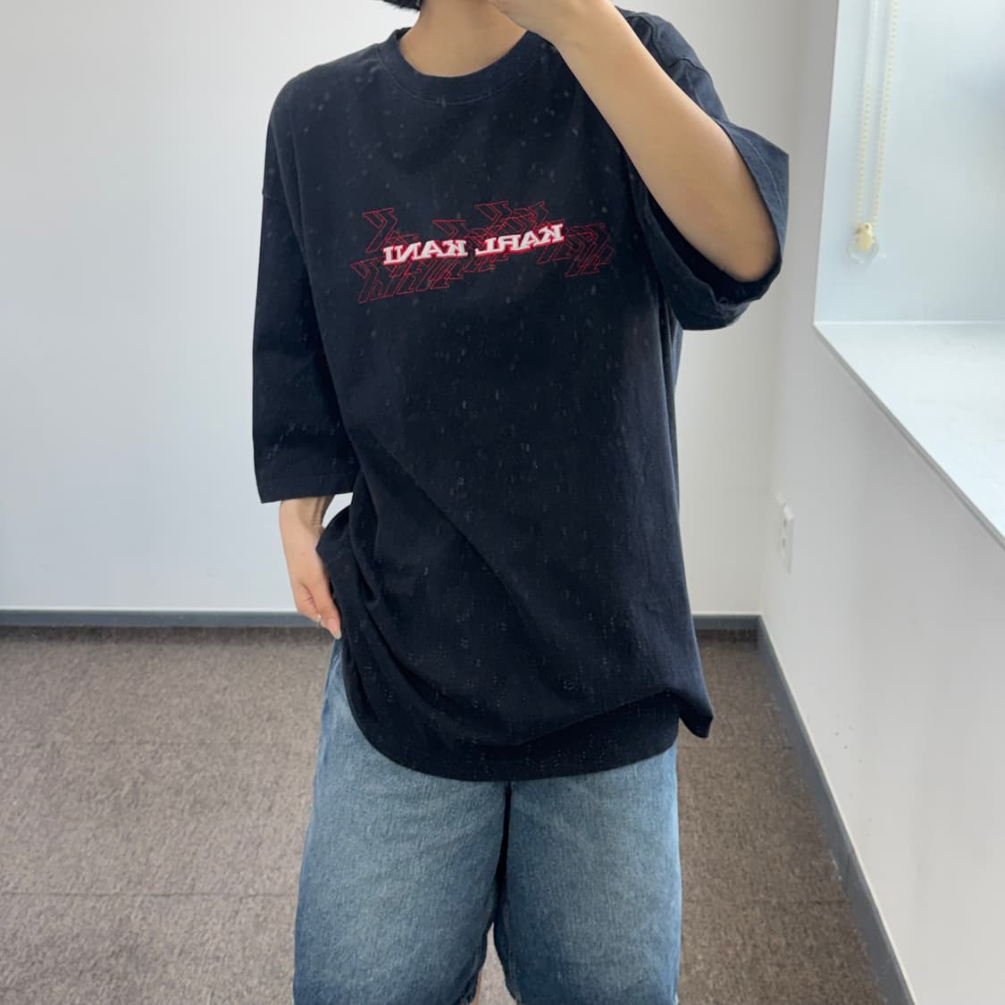 Karl Kani 칼카니 90s 레드 자수 로고 블랙 반팔   상품이미지2
