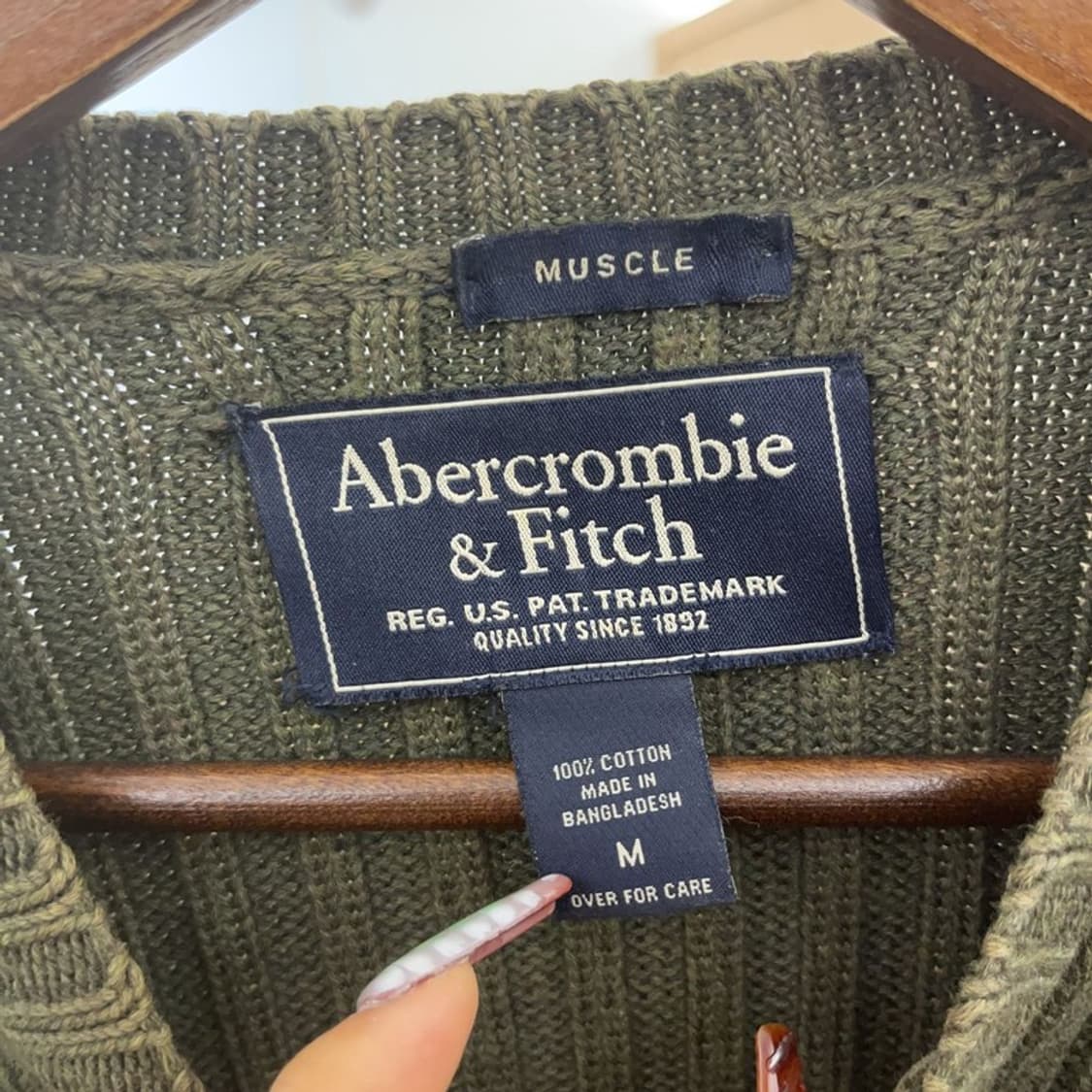 아베크롬비 빈티지 캐주얼 여리핏 딥말차카키 니트 M C09550 상품이미지5