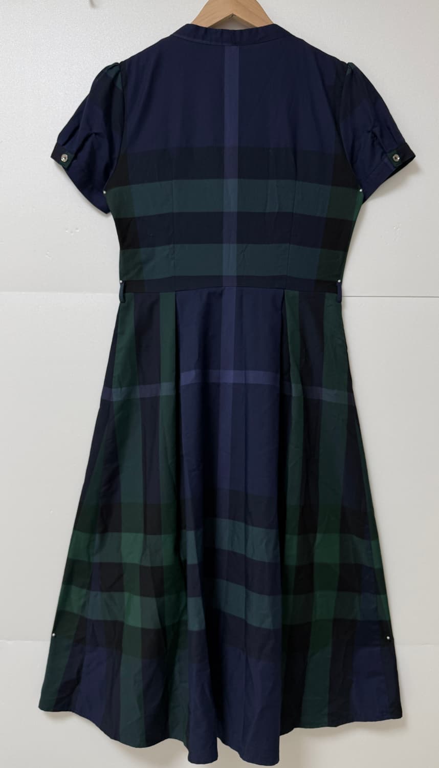 💚버버리 스타일 체크 원피스 M / 네이비 그린 벨트 체크 원피스 /  상품이미지4