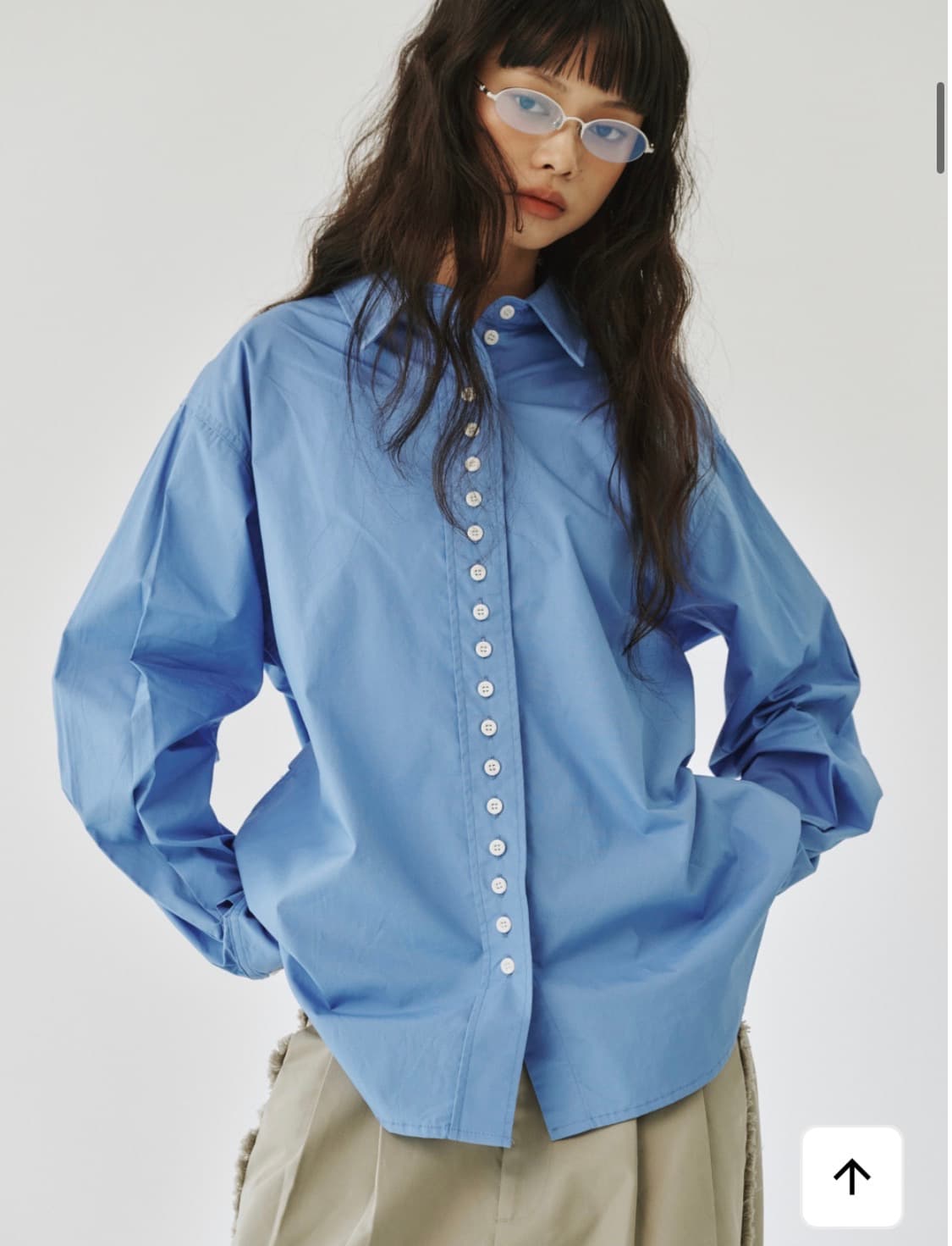 무료배송)플리즈프로젝트 paper button shirts 스카이블루 상품이미지1