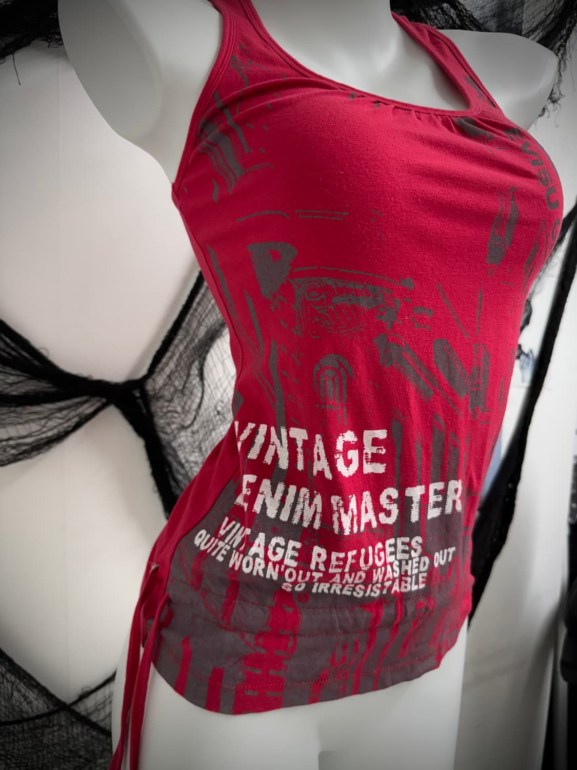 Evisu printing shirring sleeveless 상품이미지2