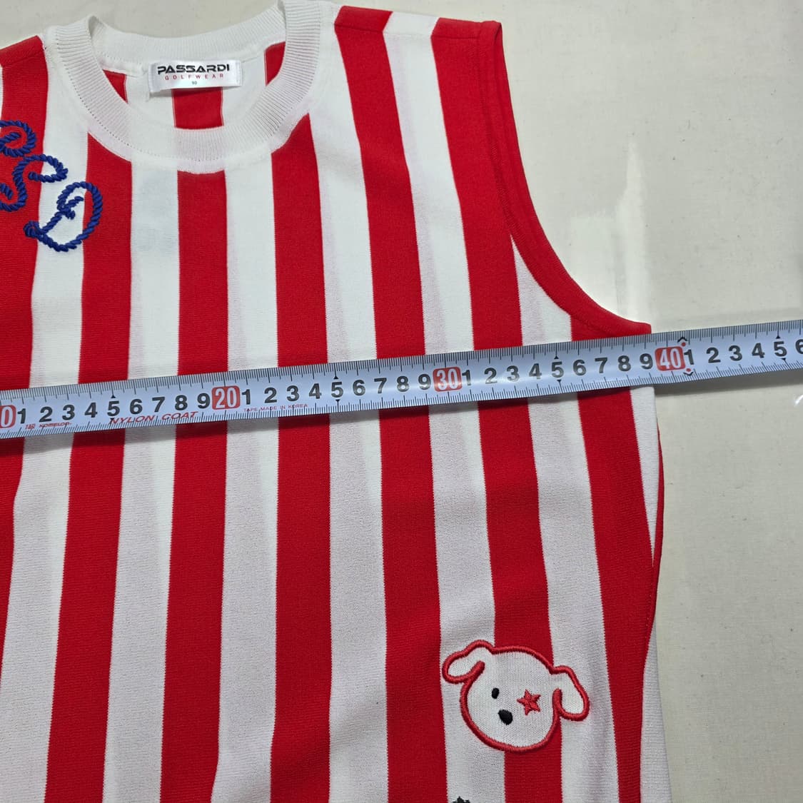 0148 파사디[passardi]빨강/흰색 스트라이프 나시 니트 90 상품이미지4
