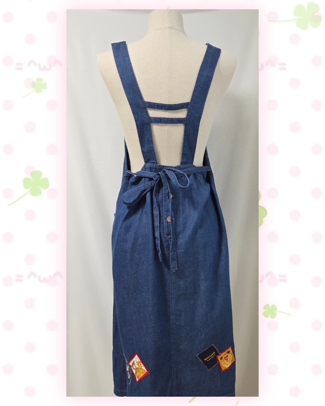 곰돌이 패치워크 데님 멜빵원피스 상품이미지6