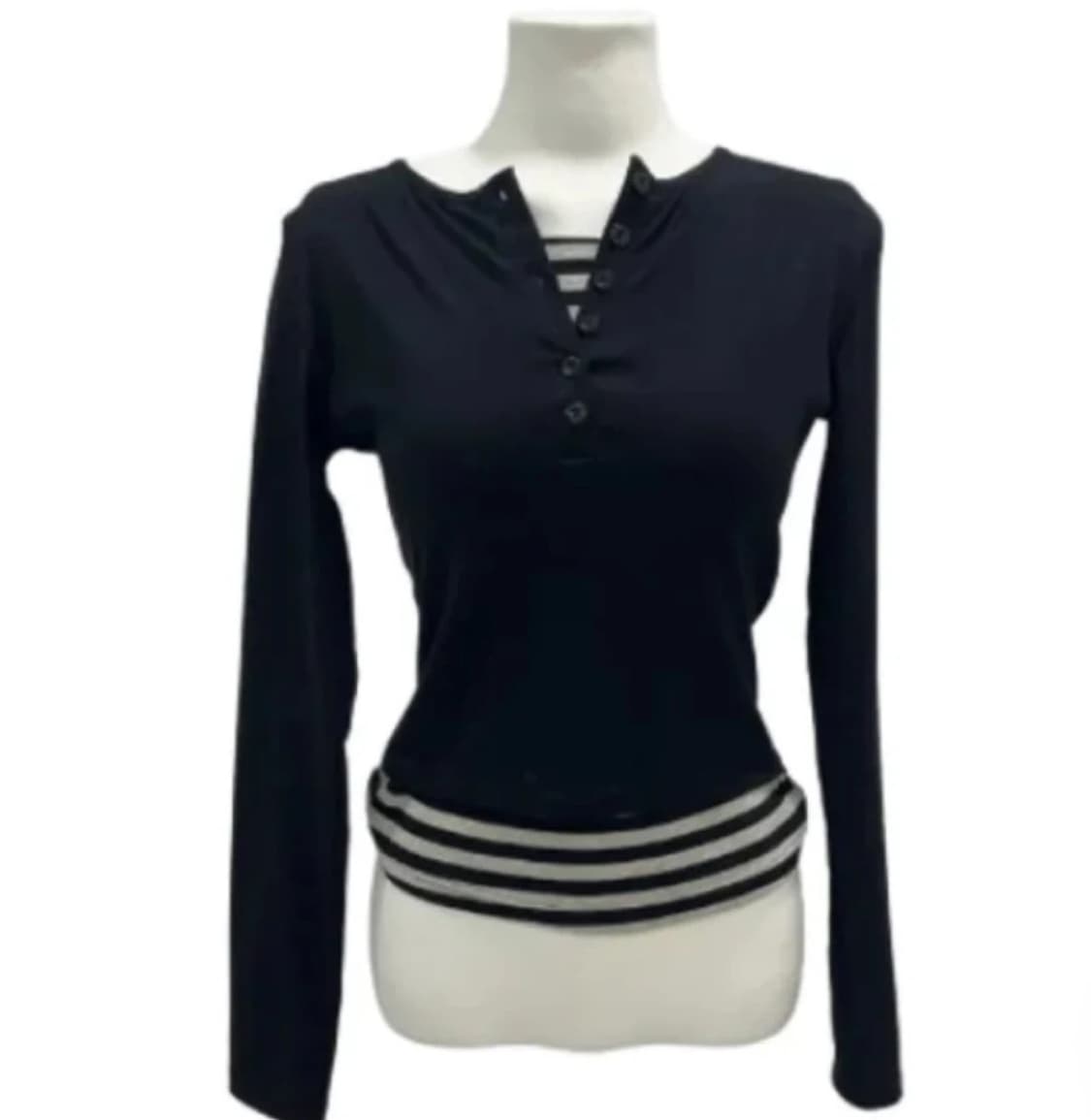 스트라이프 긴팔 티셔츠 레이어드 세트 상품이미지1