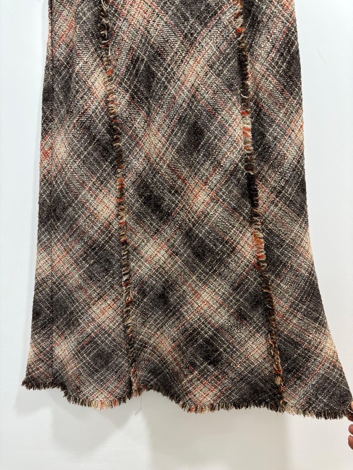 Juno 일본 빈티지 체크 트위드 태슬 울 스커트 치마 상품이미지2