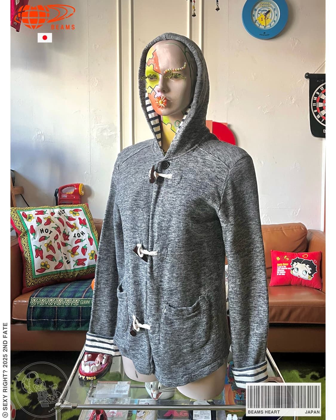 Old BEAMS Stripe Trim Duffle Hood Jacket 상품이미지1