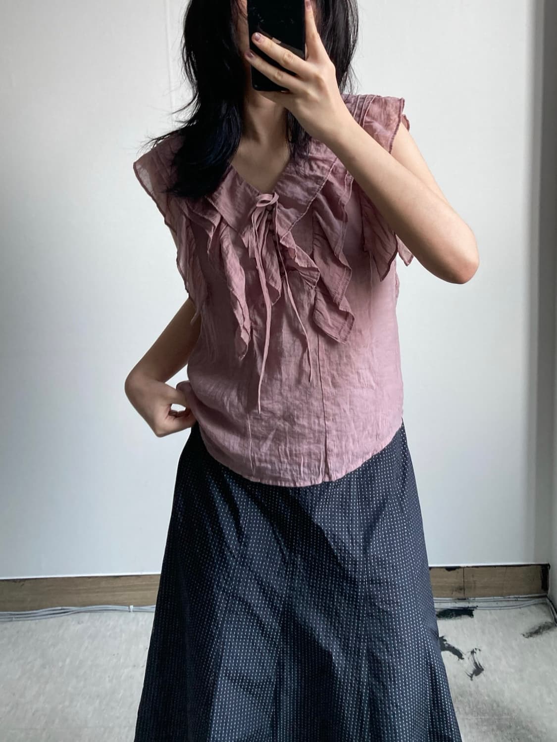 프릴 슬리브리스 블라우스 상품이미지1