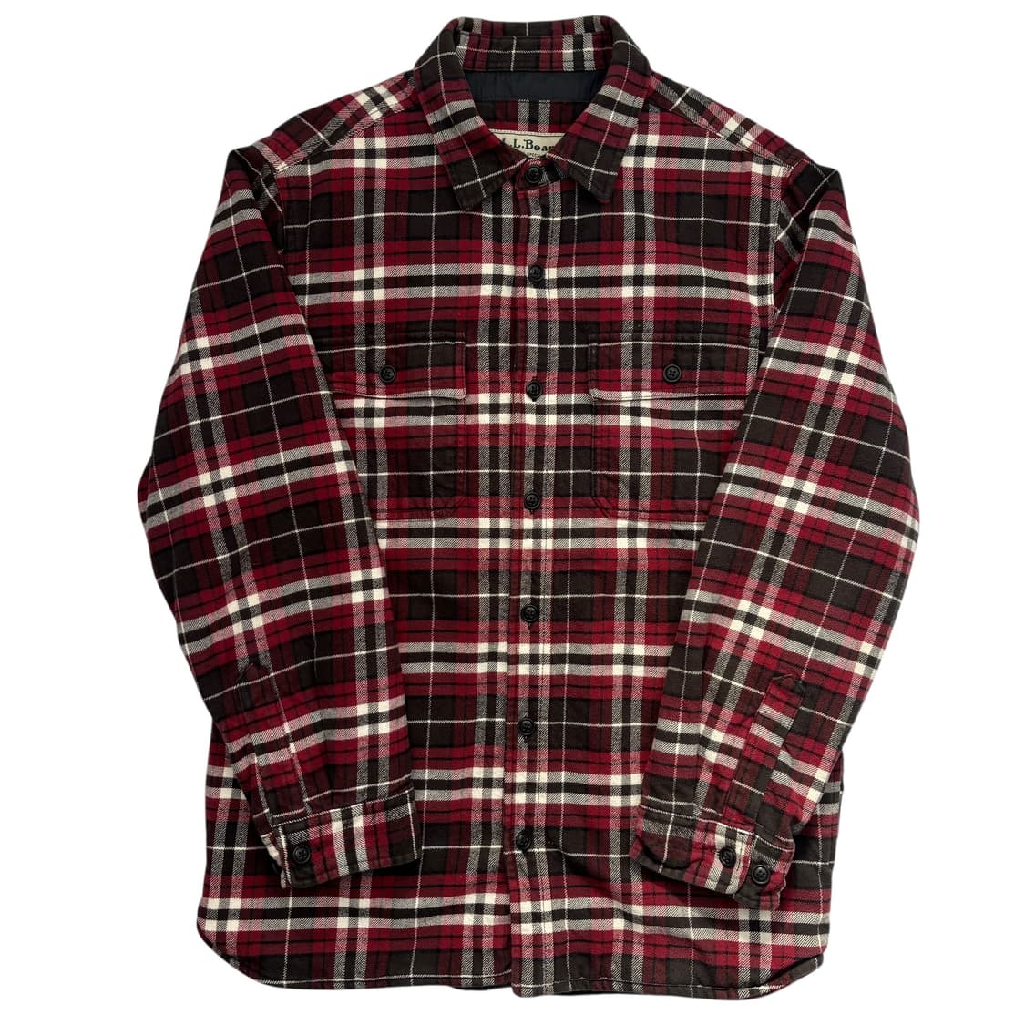 LL Bean 엘엘빈 버건디 체크 누빔 셔츠 자켓 M 상품이미지1