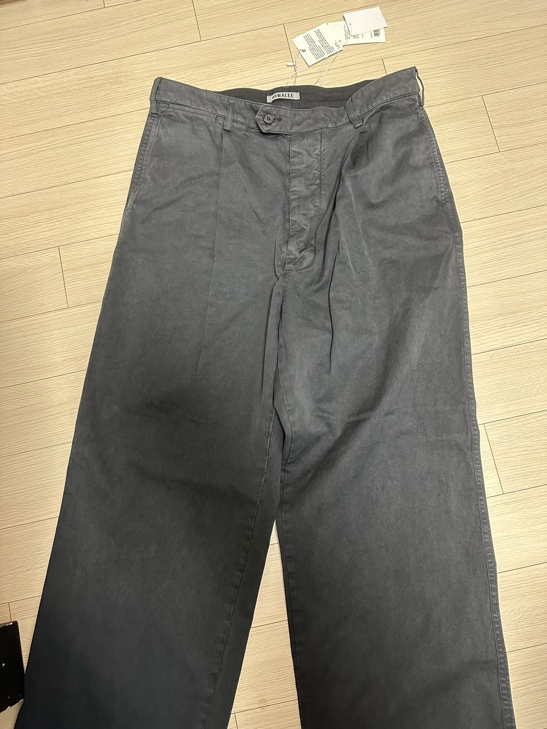 오라리 가먼트다이 치노 원턱 블랙 4 새상품 상품이미지2