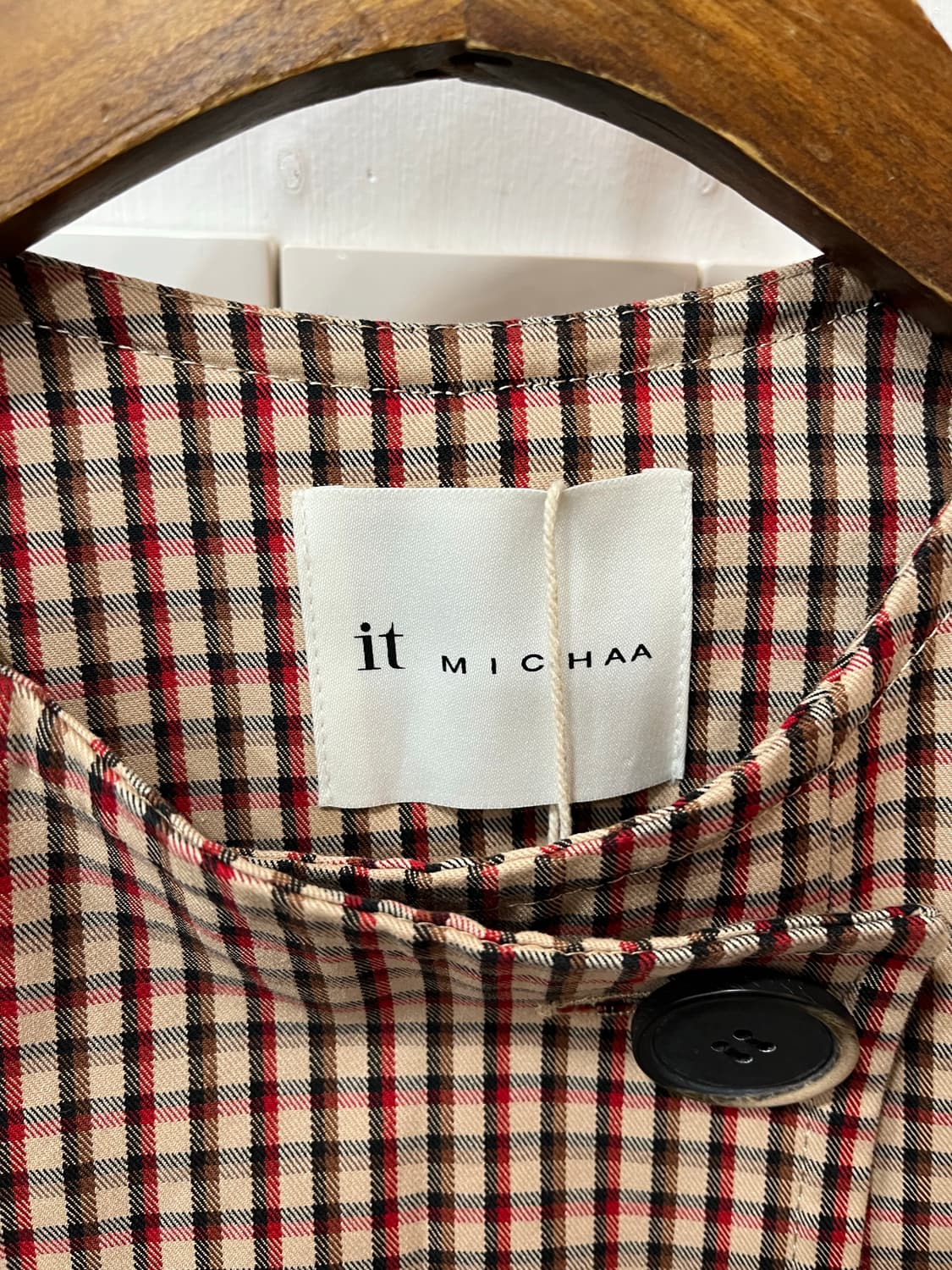 잇미샤 체크 노카라 벨티드 코트 상품이미지7