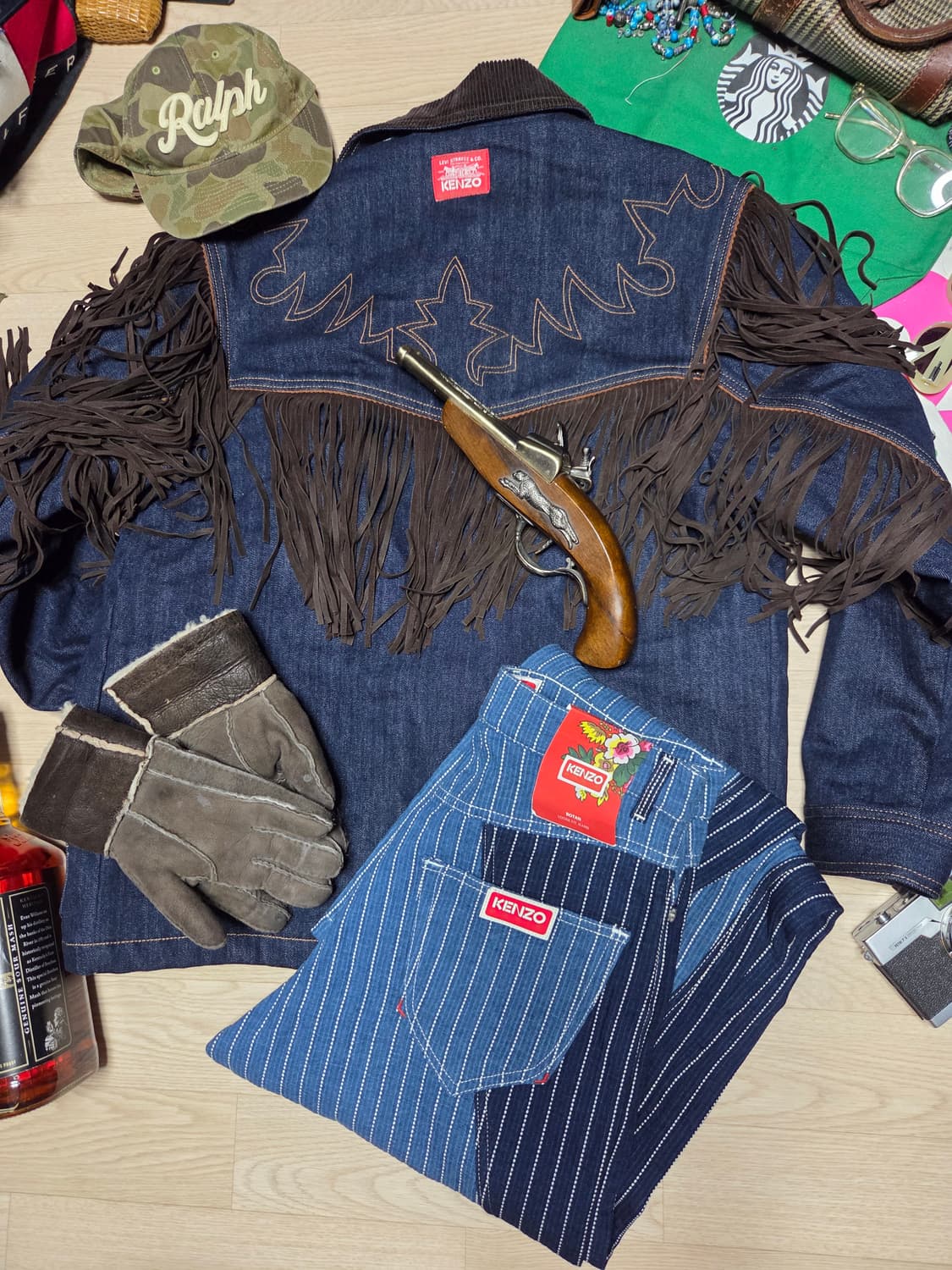 (새상품)겐조 x 리바이스 데님 자켓 카코트 웨스턴 청자켓 프린지 상품이미지5