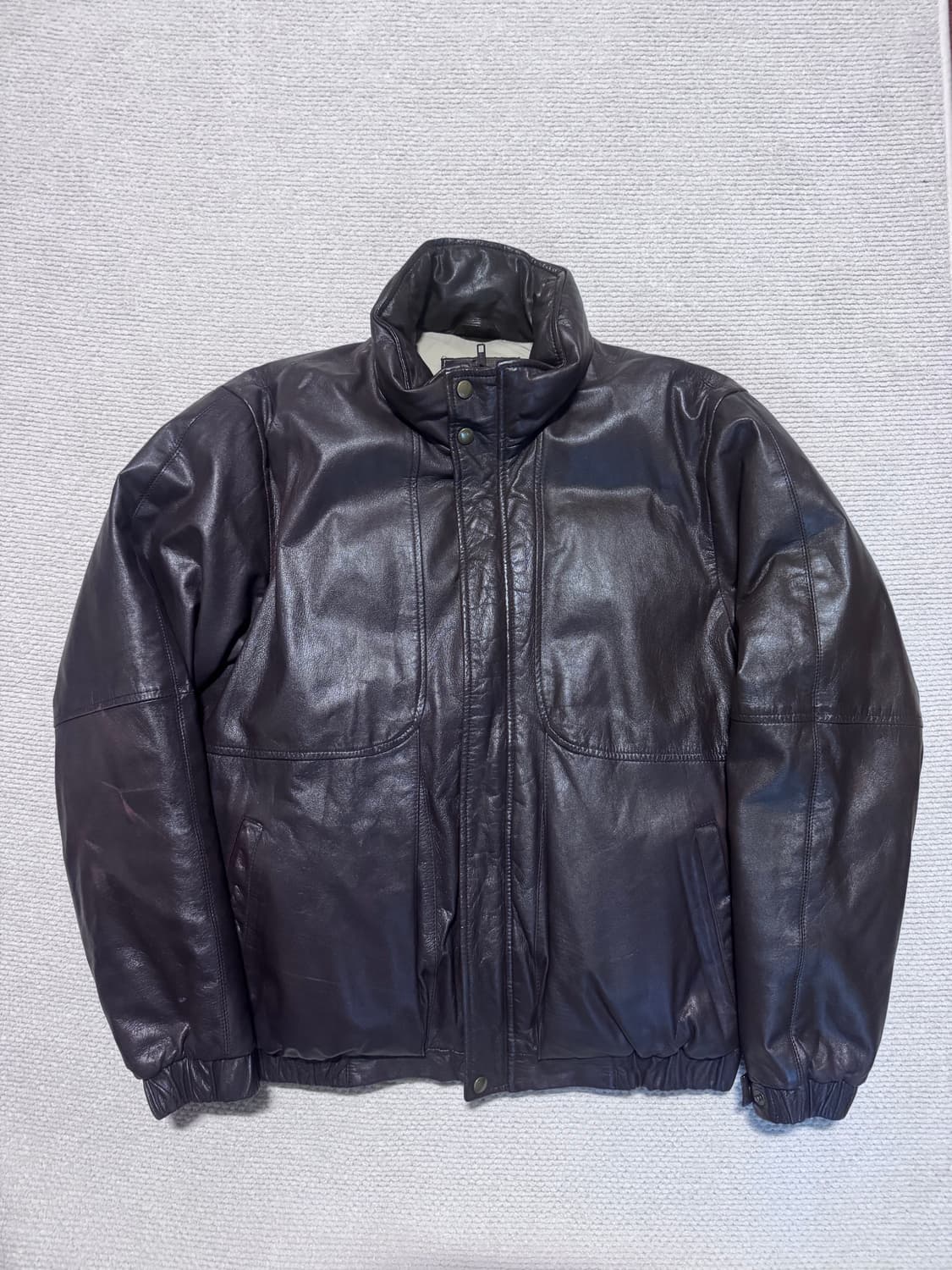90s Eddie Bauer 구스다운 양가죽 레더 패딩 M 상품이미지1