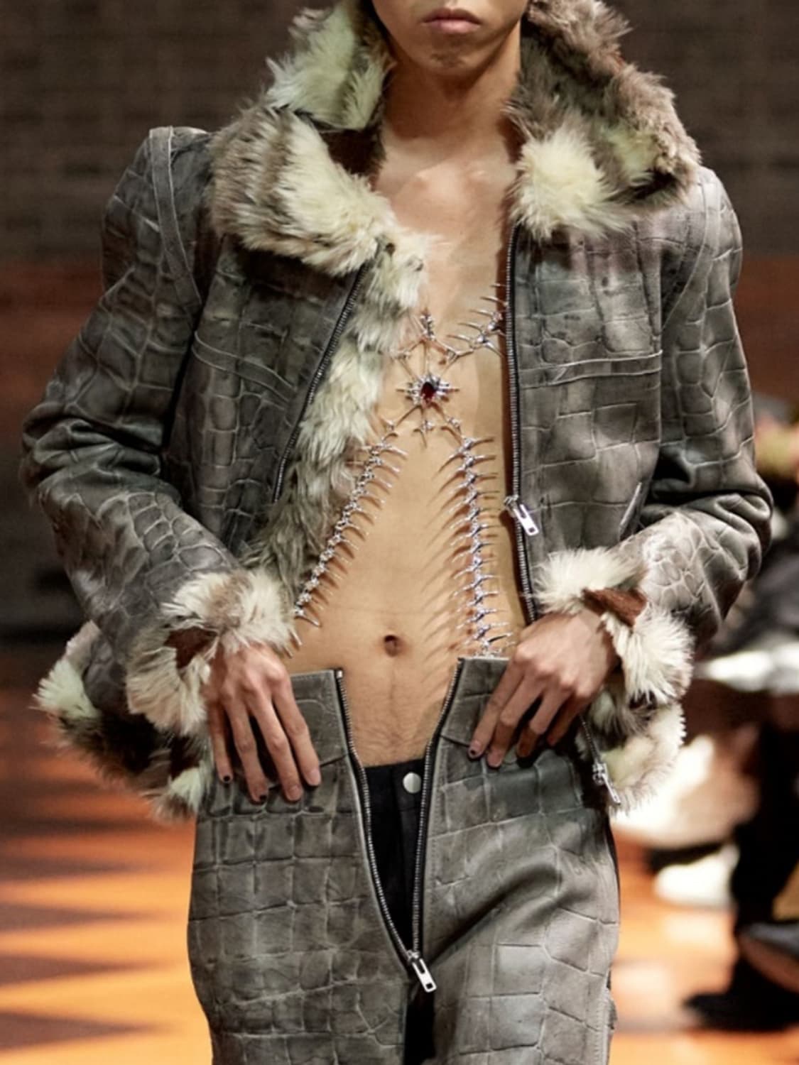 [M] 산쿠안즈 Sankuanz 파이톤 무스탕 퍼 자켓 상품이미지1