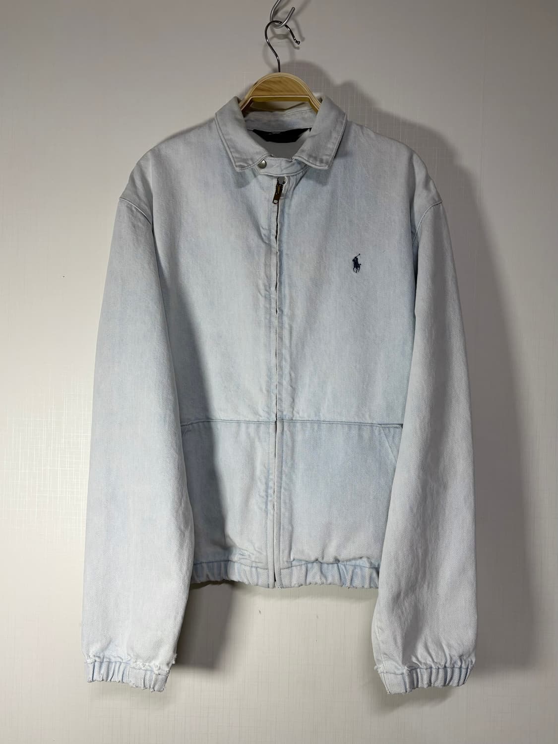90s 폴로 화이트 데님 스윙탑 베이포트 봄버 자켓 빈티지 상품이미지1