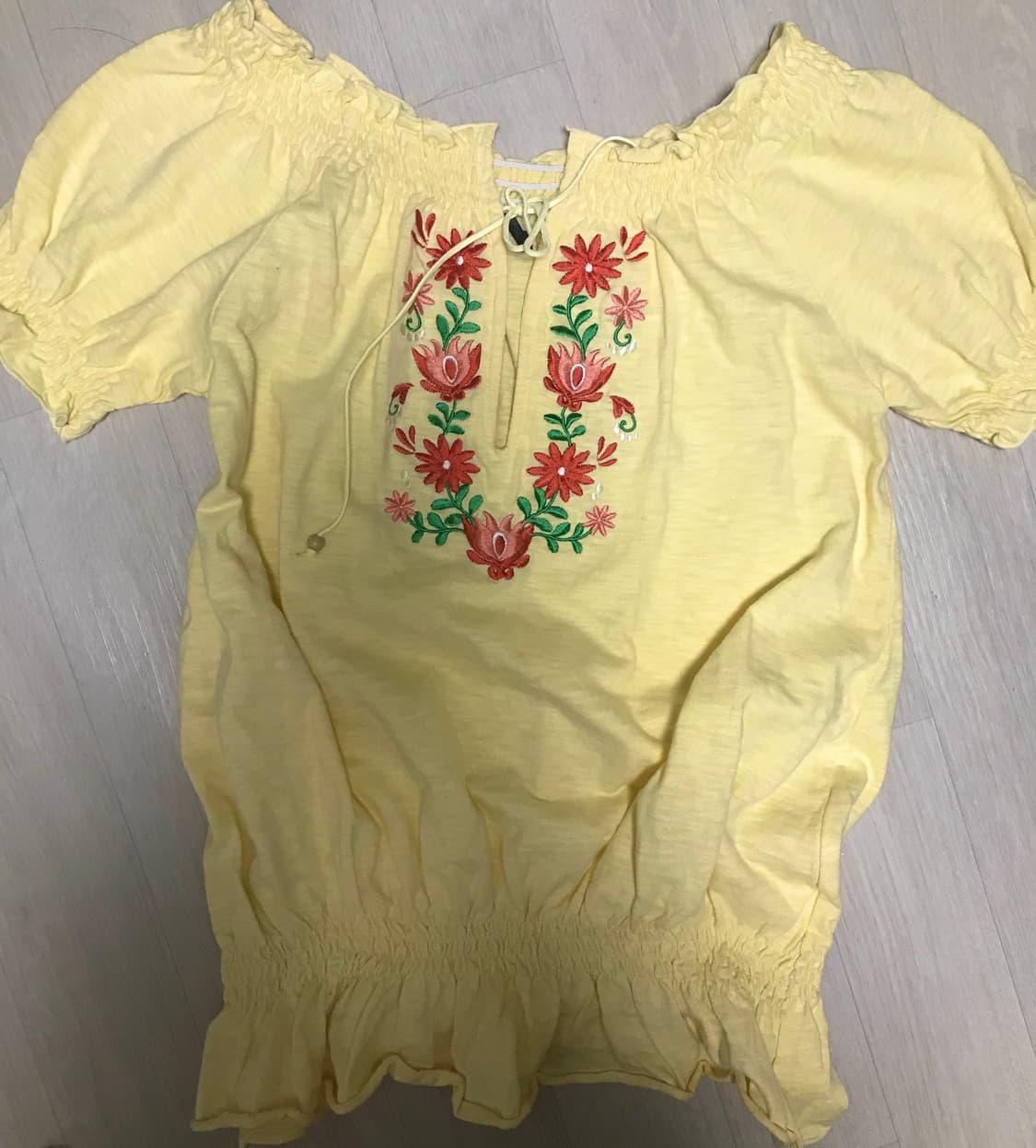 자수 옐로우 블라우스 빈티지 하구미 상품이미지1