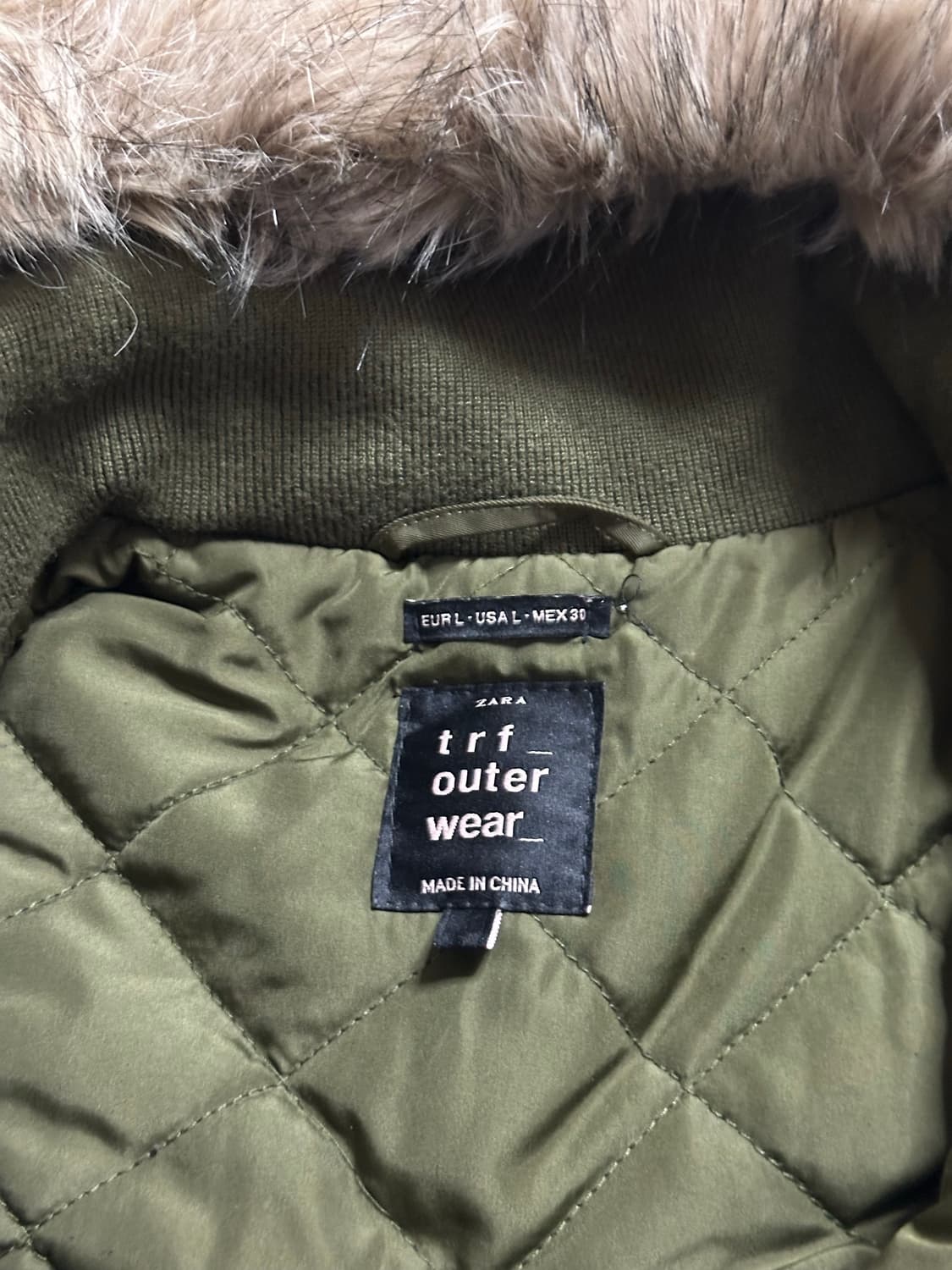 자라 퍼 후드 야상 파카 / 카키 상품이미지4