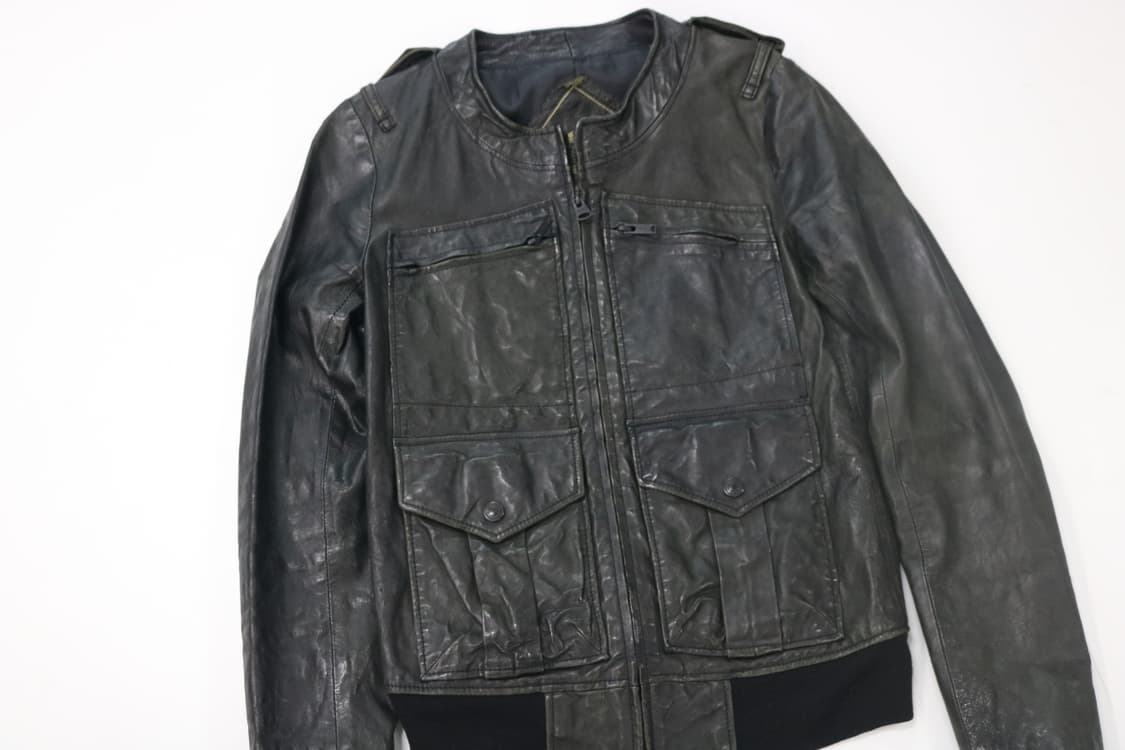 히스테릭글래머 빈티지 양가죽 램스킨 포켓 밀리터리 레더 자켓 상품이미지4