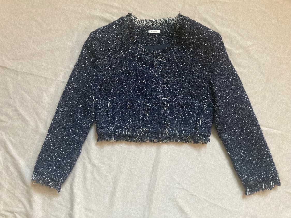 누아르나인 프린지 트위드 울 누빔 자켓 상품이미지3