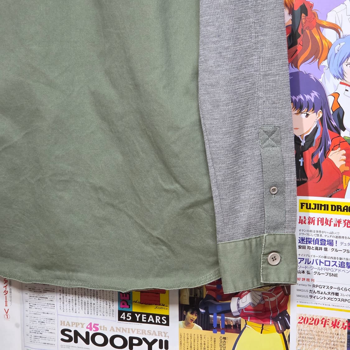 JPN 골지 코튼 카키 밀리터리 투웨이 셔츠 상품이미지8