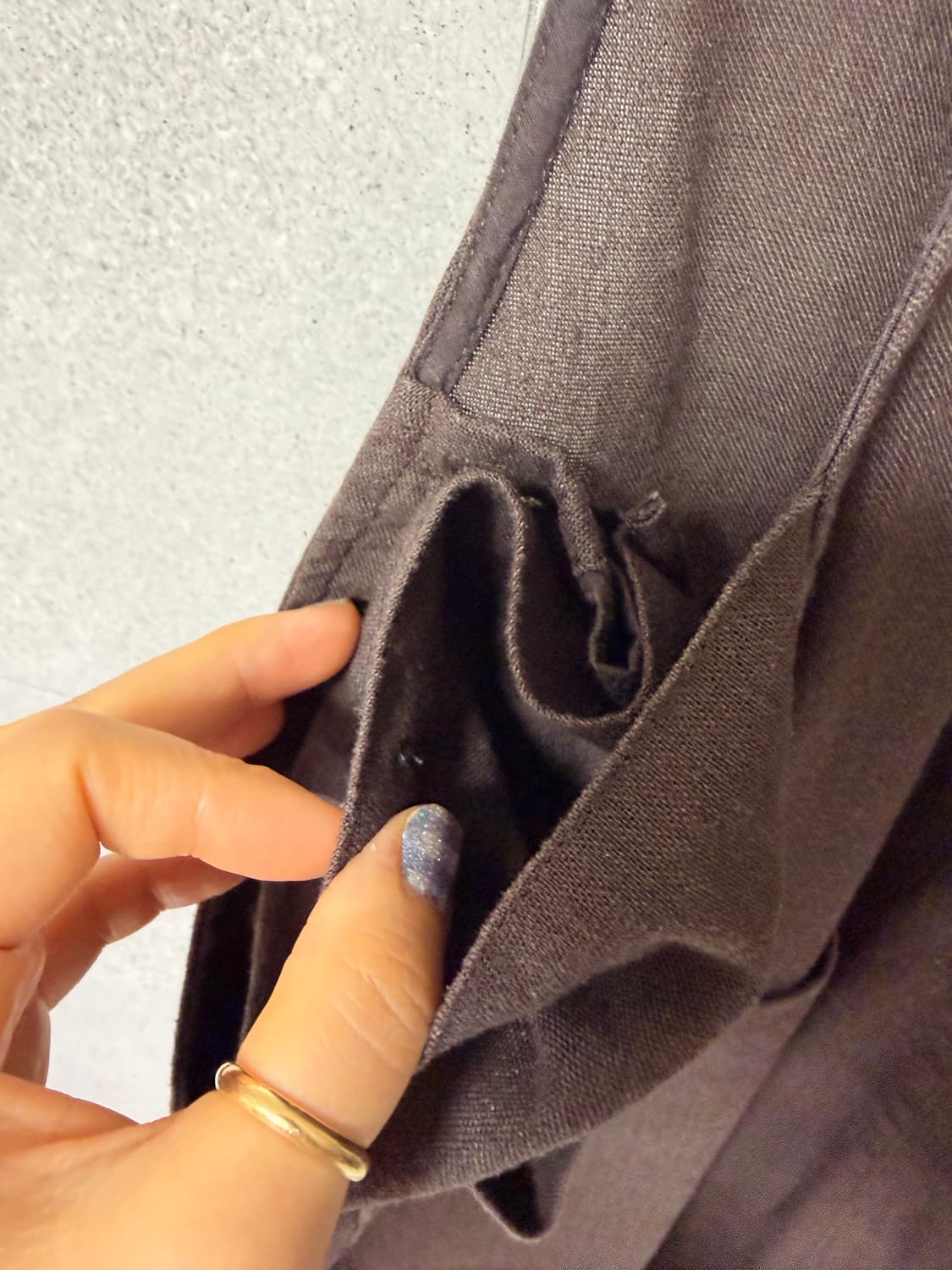 브라운 멜빵 바지 점프수트 린넨 혼방 와이드 상품이미지5