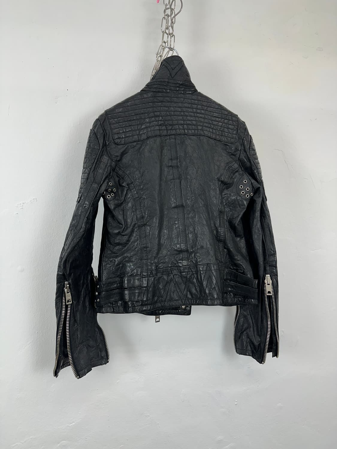 Sheepskin belted stud 2way leather jacke 상품이미지9