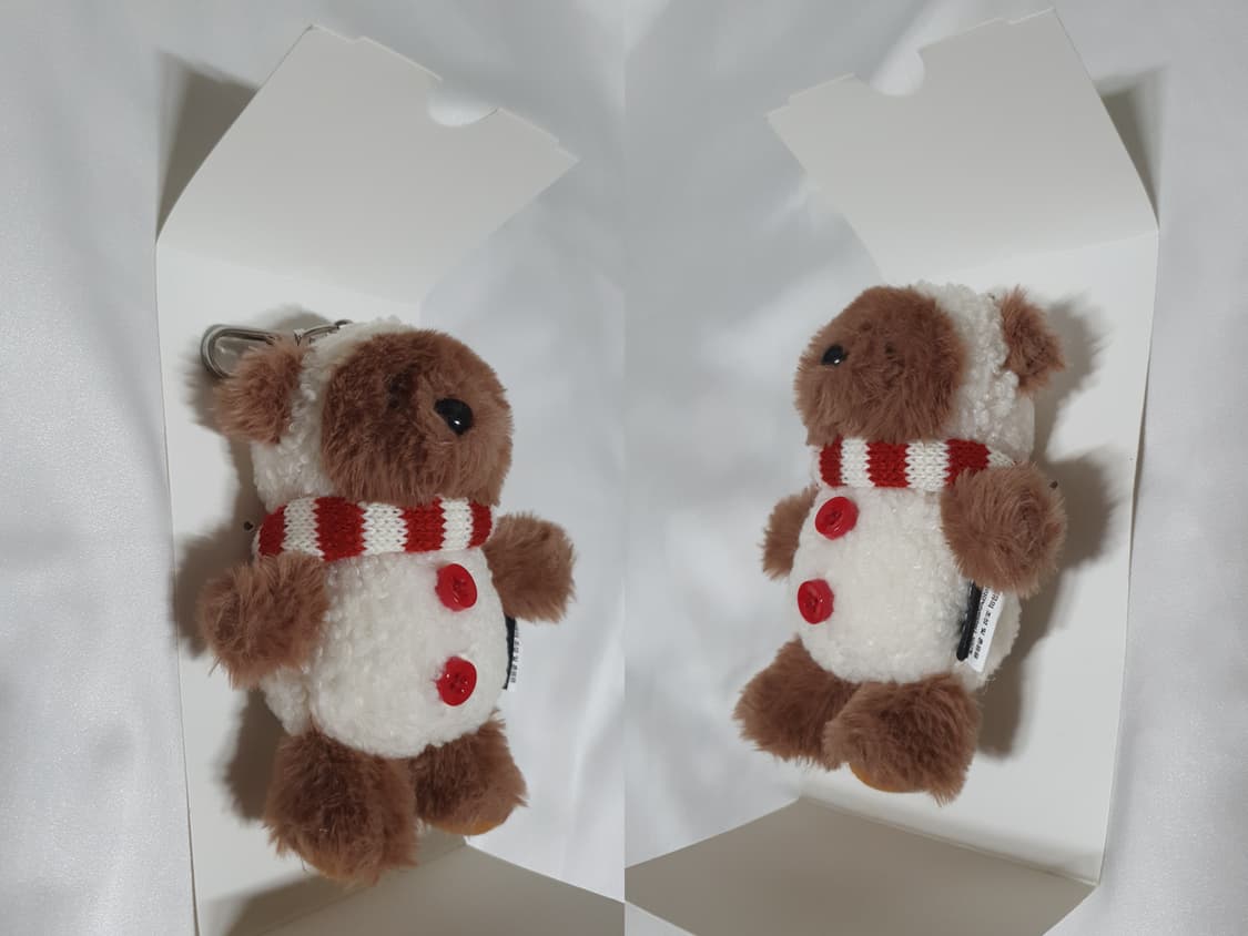 브라운 화이트 레드 곰돌이 목도리 단추 마리떼 프랑소와 저버 키링  상품이미지2