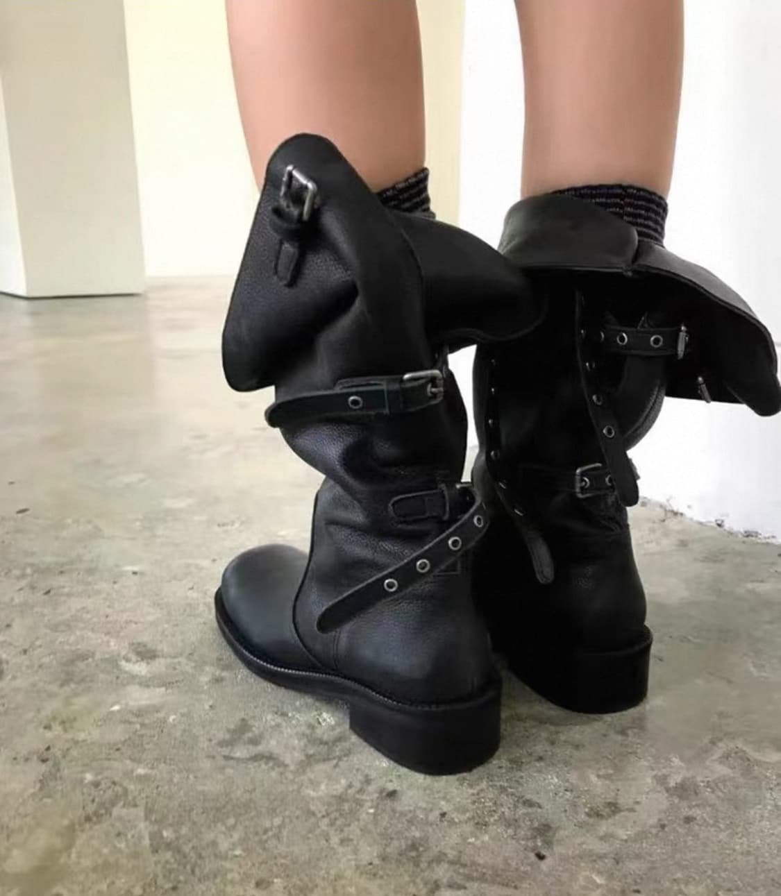 버클 와이드 롱부츠 블랙 38 상품이미지1