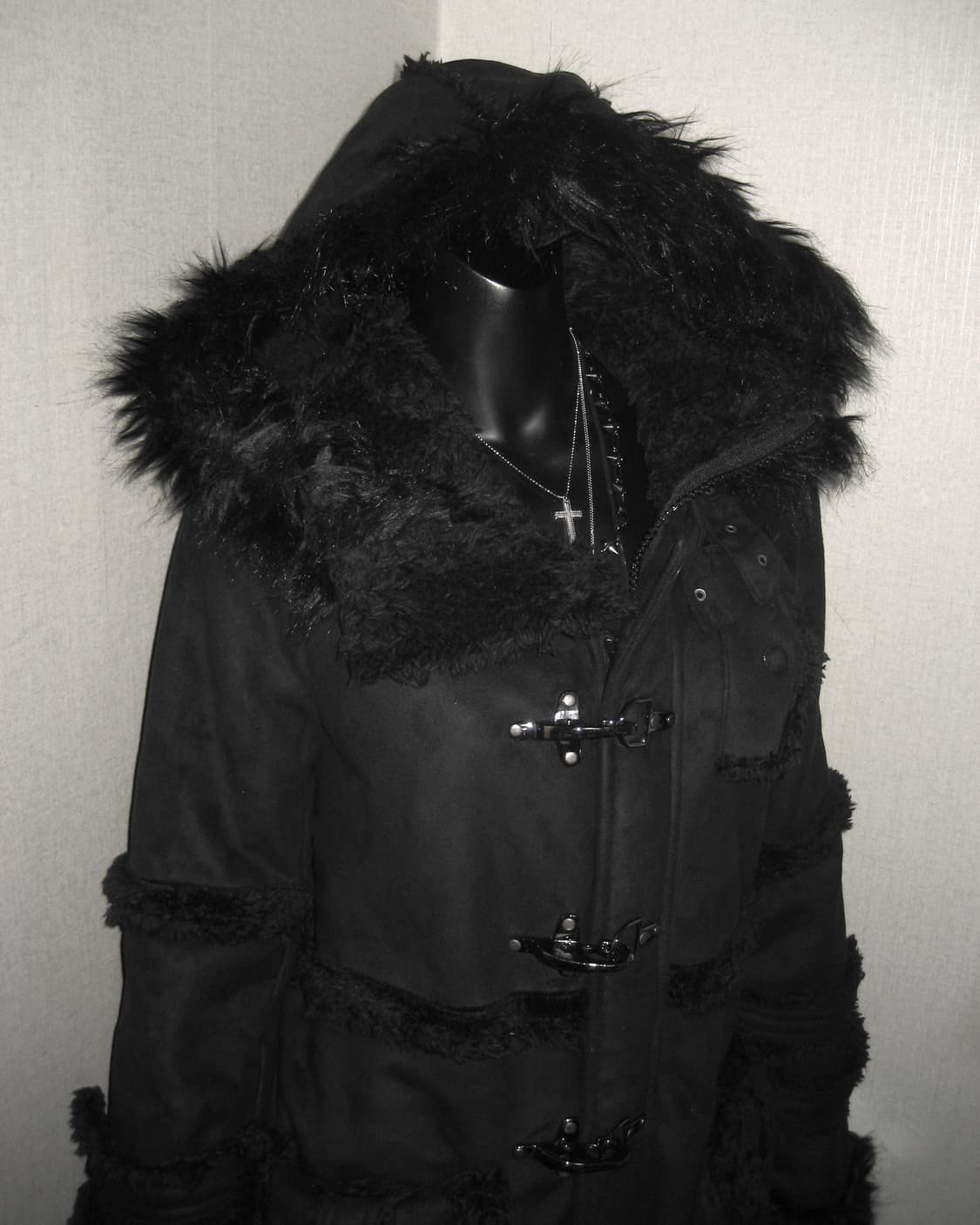 버클 퍼 후드 트리밍 코트 갸루 상품이미지6