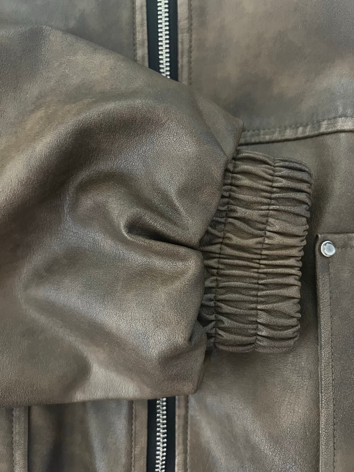 브라운 레더 블루종 자켓 상품이미지7