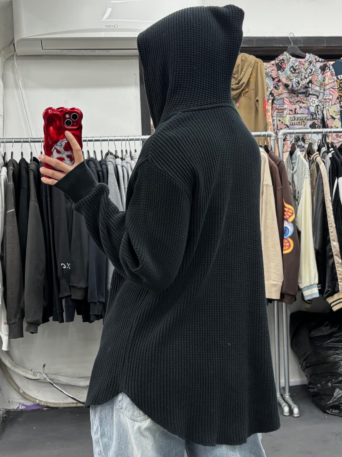 베이프 원포인트 와플 후드티셔츠 상품이미지5