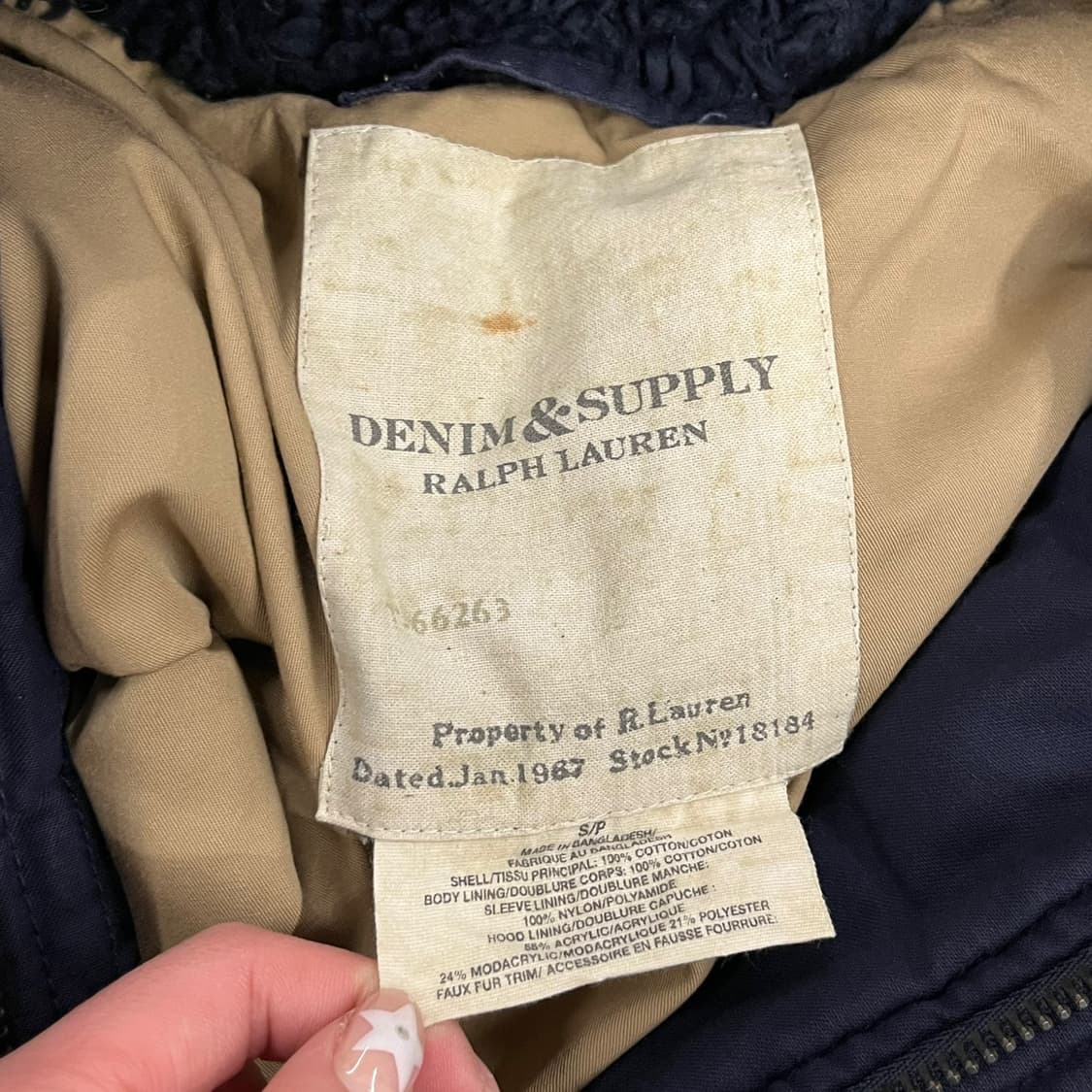 [정품/S] 폴로 데님앤서플라이 네이비 후드 퍼 야상 점퍼 b14 상품이미지5