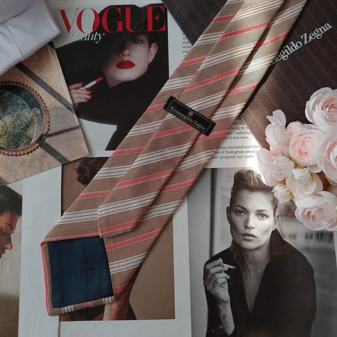 에르메네질도 제냐 실크 스트라이프 넥타이 9.2cm A+등급 A18887 상품이미지4