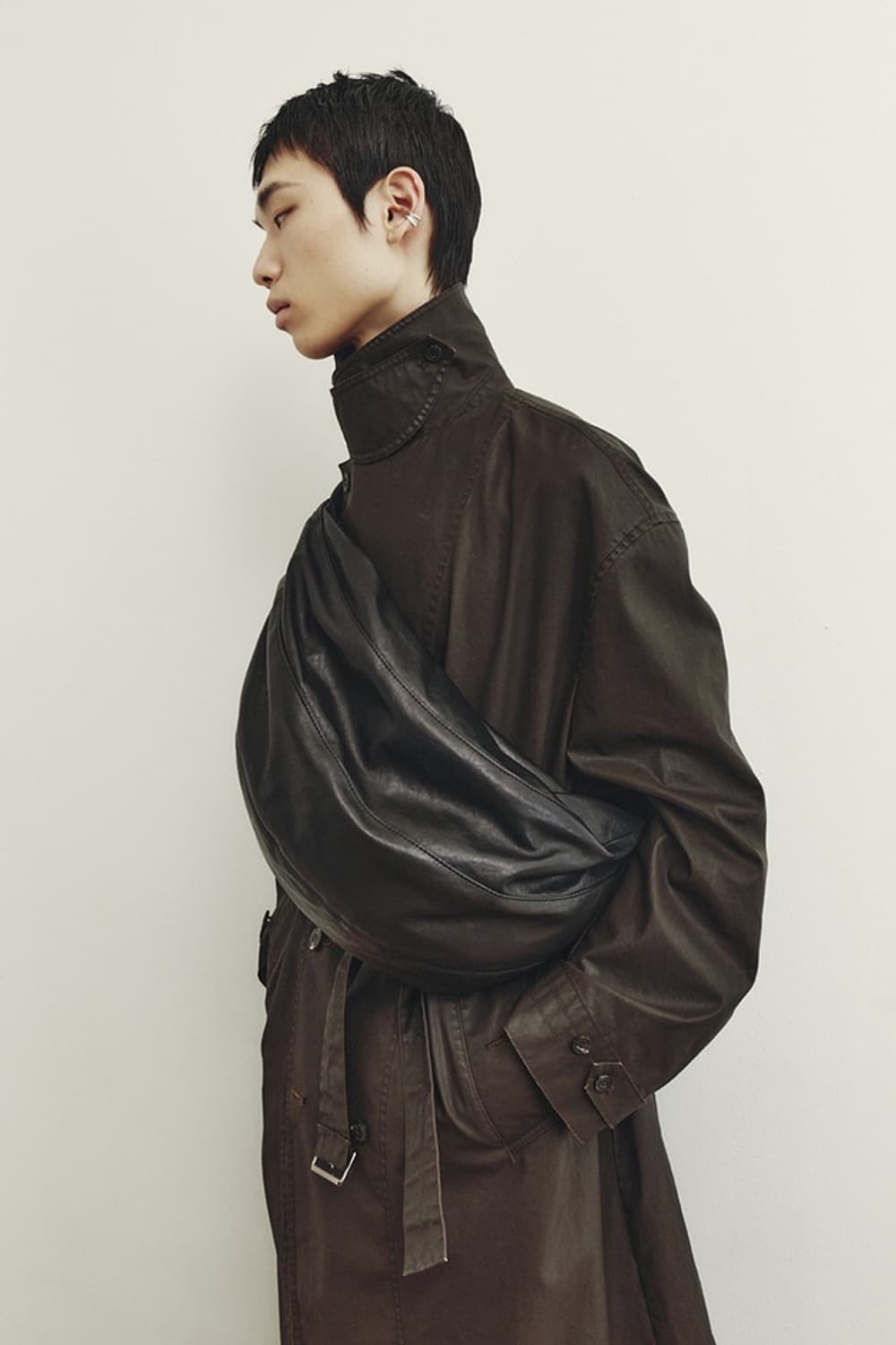 [M] 새상품 유스 25SS 코티드 더블 브레스티드 코트 상품이미지1