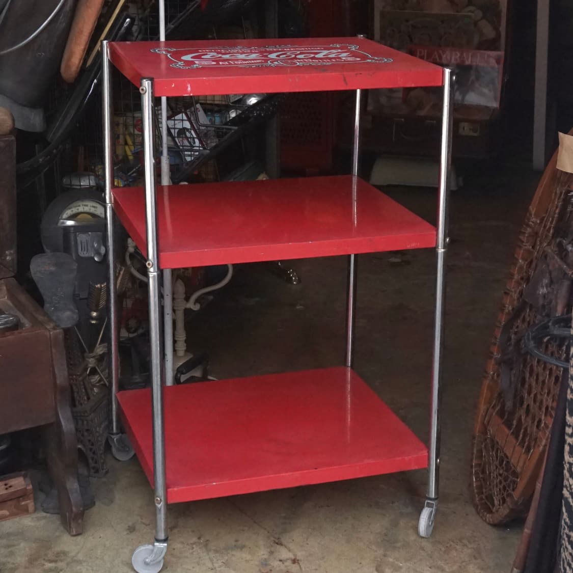 빈티지 소품 1980s 코카콜라 롤링 캐스터 선반카트 상품이미지6