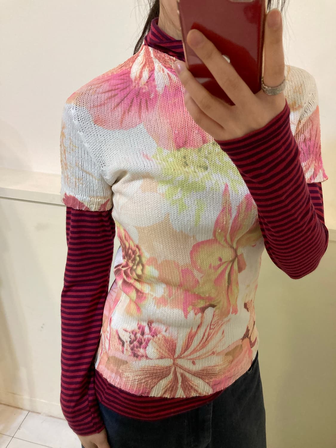 플라워프린트 니트 탑 상품이미지10