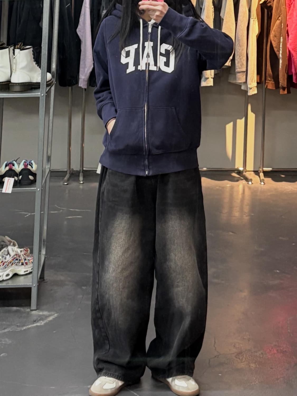 갭 로고 셰르파 후드집업 A3489 상품이미지1