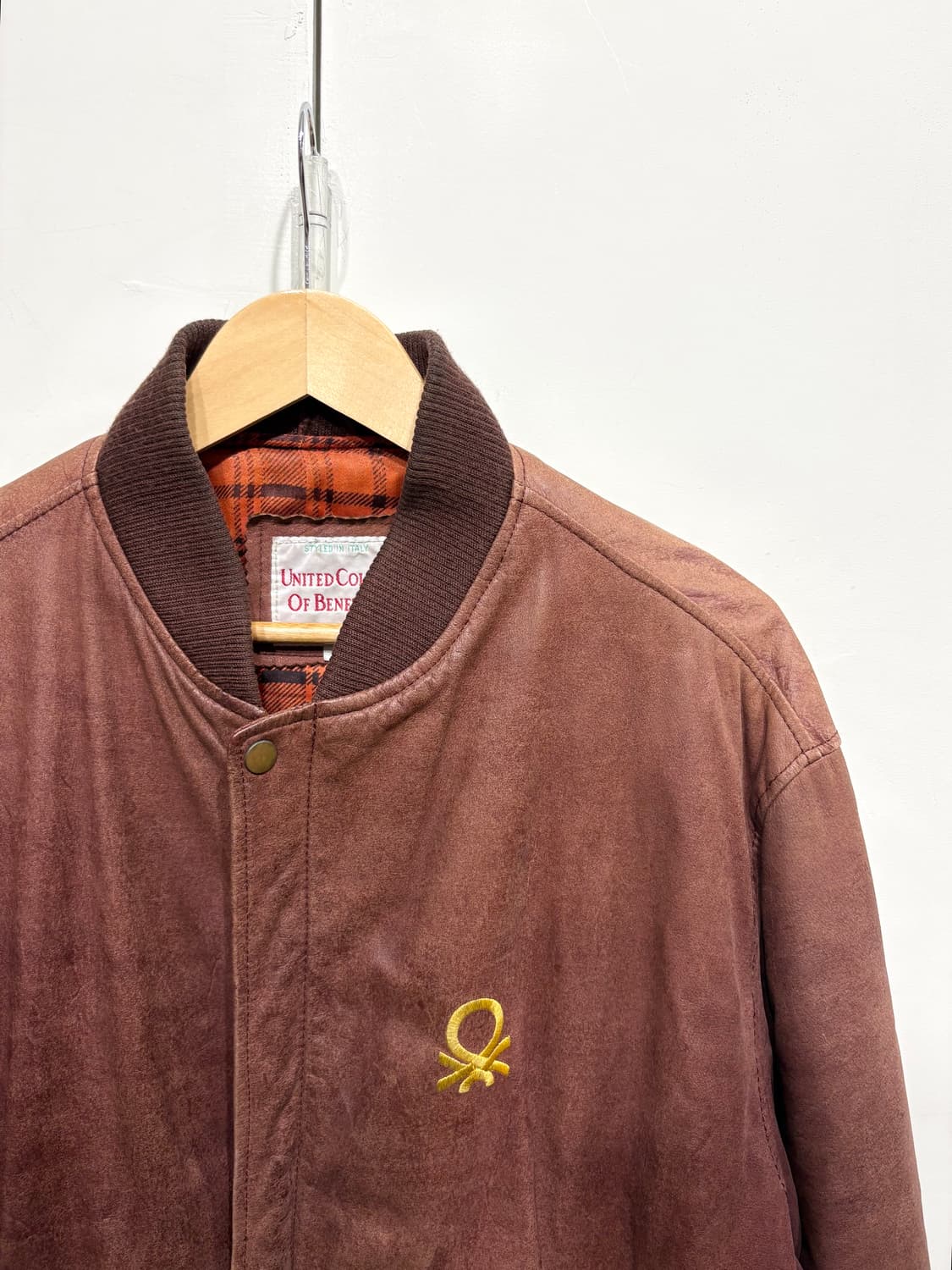 90's 베네통 카우 하이드 레더 자켓 상품이미지3