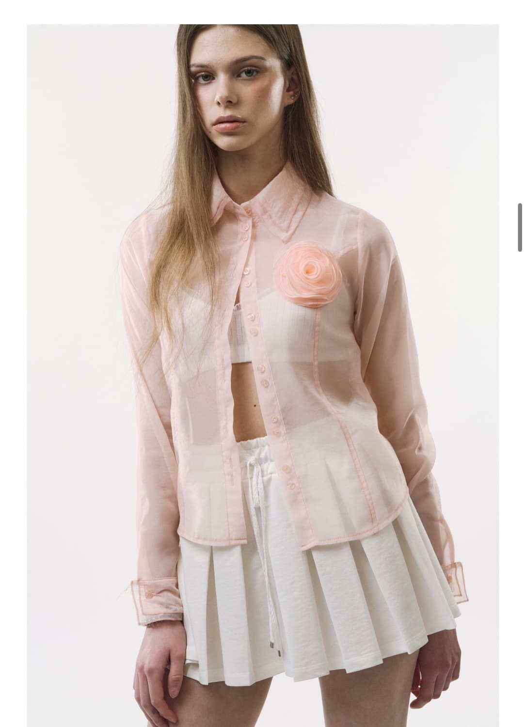 포더웨더 쉬어레이어드셔츠 (피치색) 상품이미지3