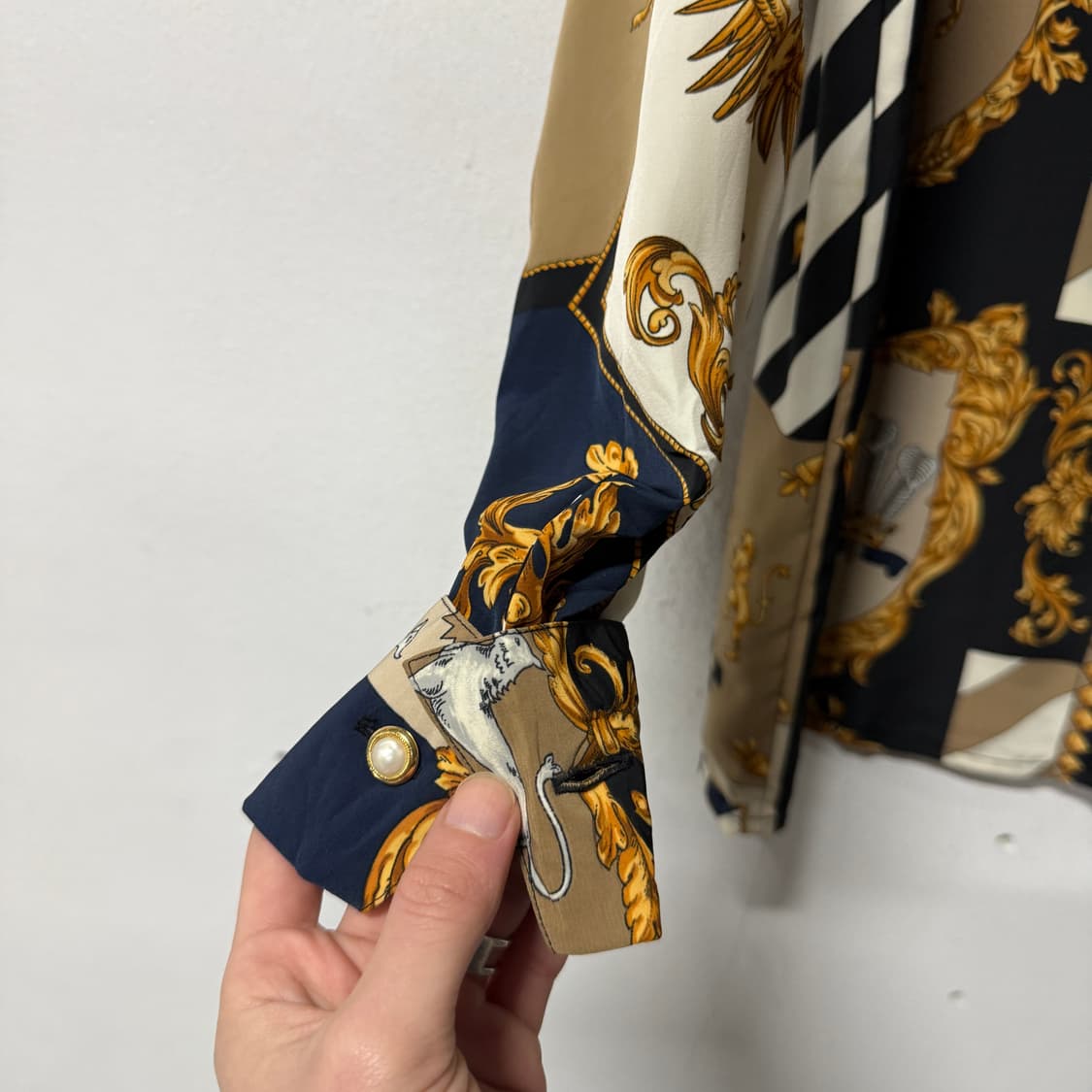 VTG 빈티지 중세 바로크 풀 패턴 긴팔 셔츠 블라우스 상품이미지4