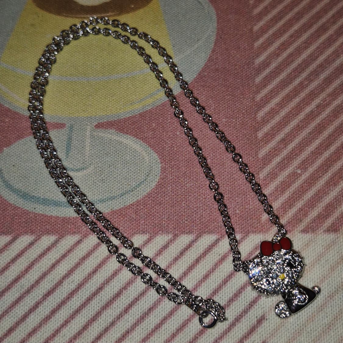 08s 레어 실버 925 키티 파베 목걸이 상품이미지10