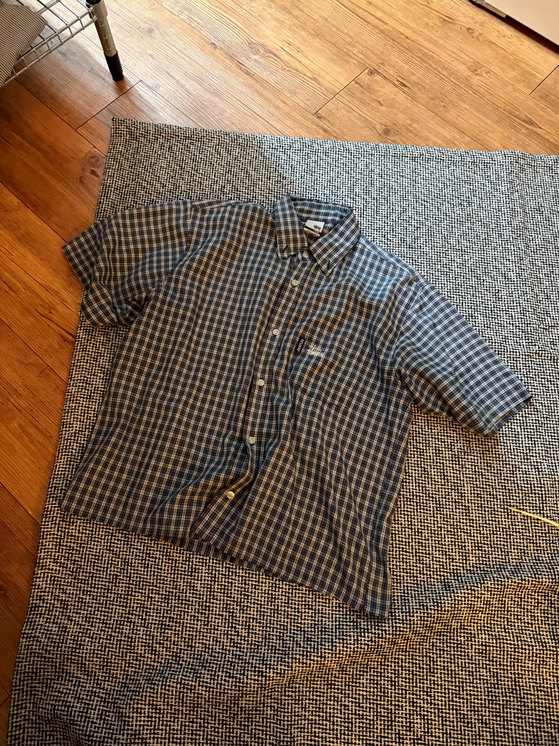 USA 스투시 반팔 체크셔츠 L 상품이미지1