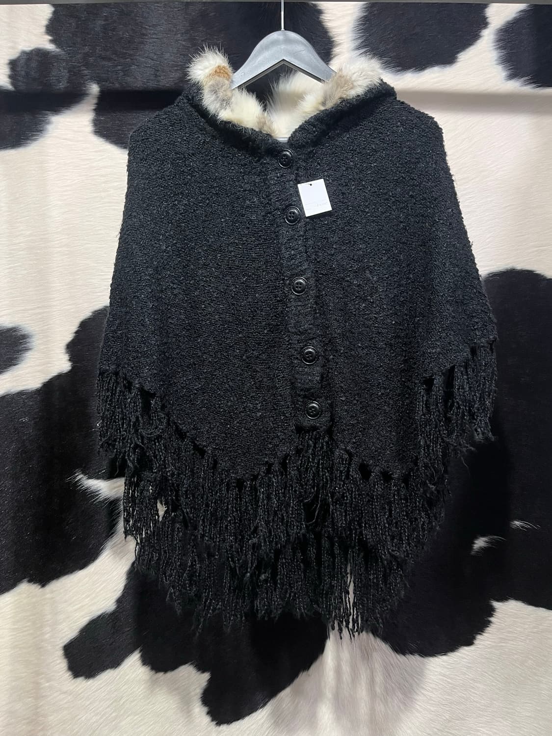 블랙 테슬 퍼 케이프 상품이미지2