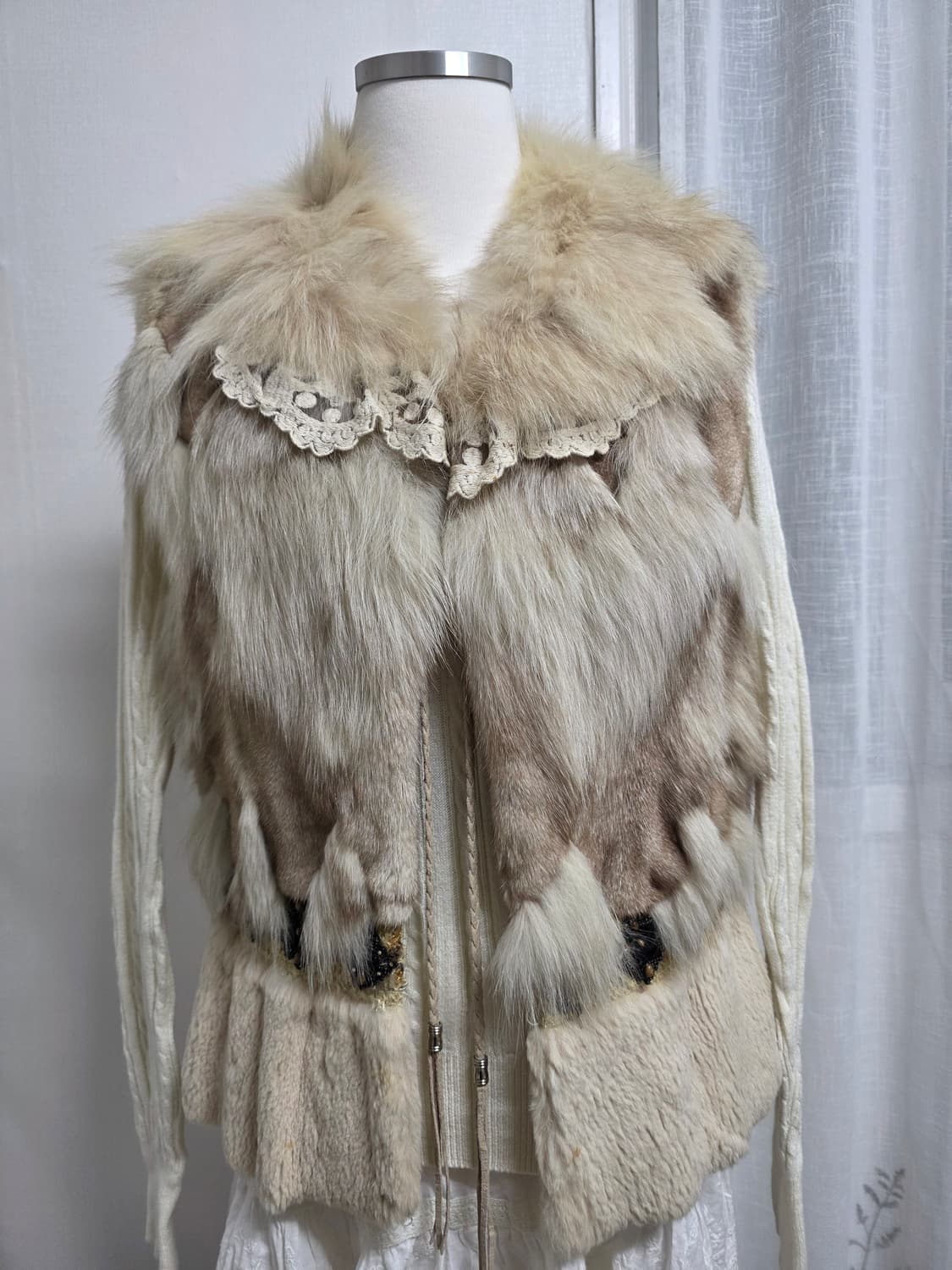 폭스퍼 레이스 퍼 자켓 / 토끼털 트리밍 / 초희귀 빈티지  상품이미지1