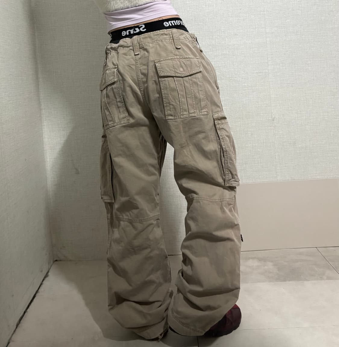 베이지 와이드핏 카고팬츠 상품이미지3