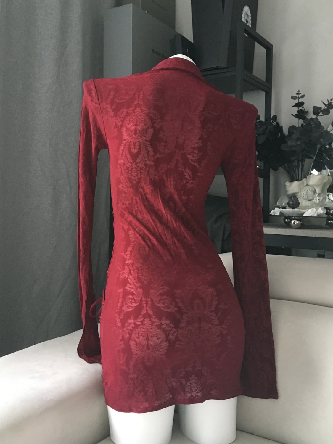 ༒ MESH CORSET SHIRTS #WINE 상품이미지3