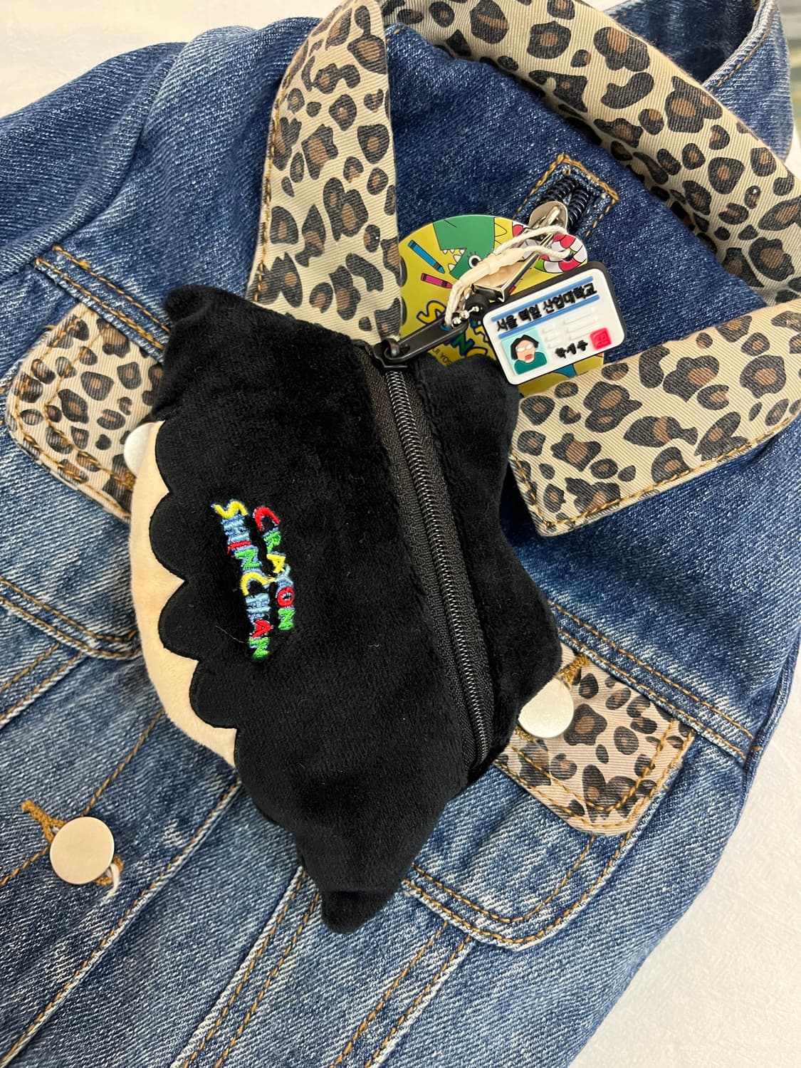 호피 데님 셔츠 모양 백팩 🎒 상품이미지7