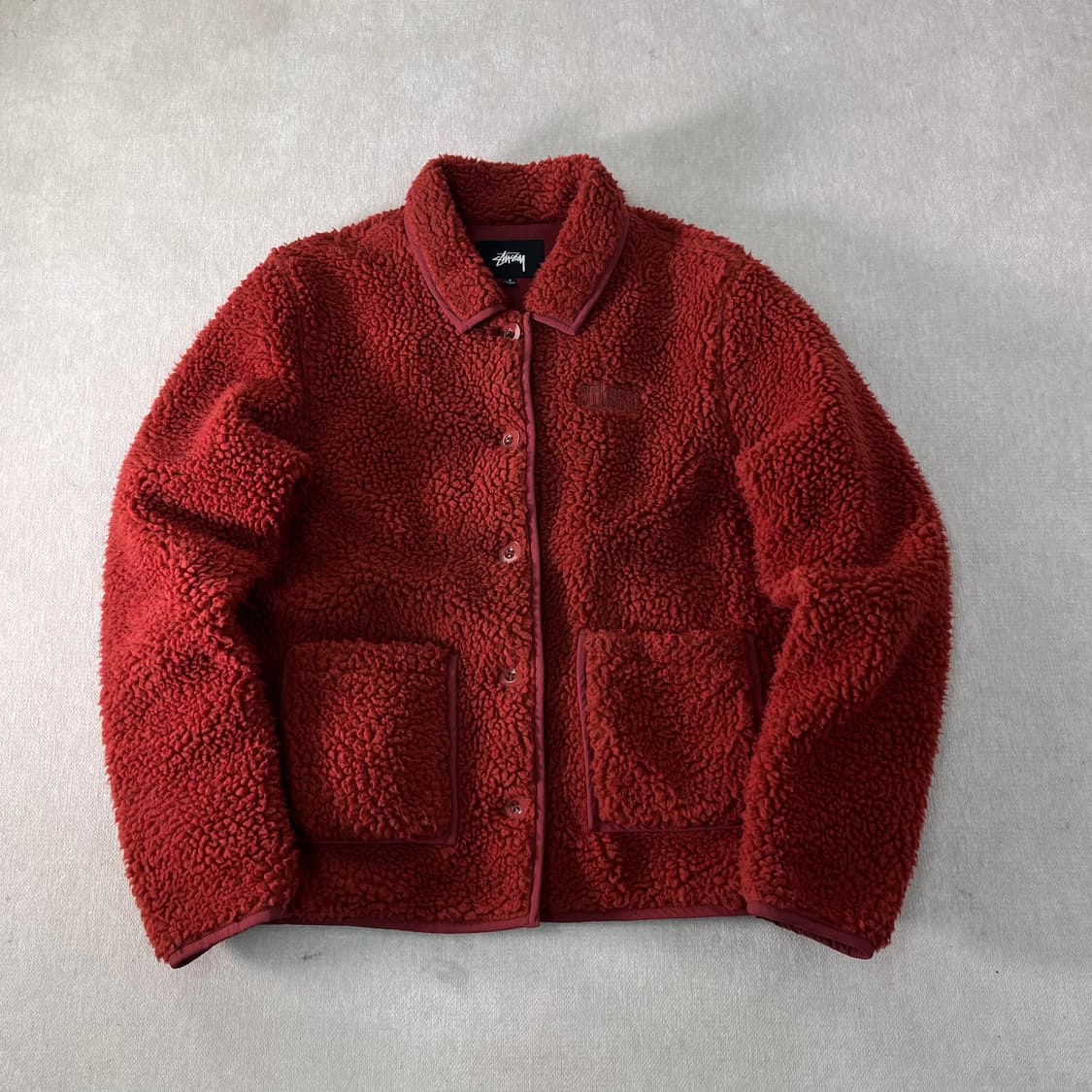 95 스투시 쉐르파 버튼 자수 카라넥 플리스 자켓  상품이미지1